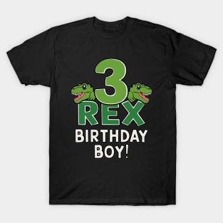 Kids Three Rex Birthday Boy 3rd Birthday Dinosaur Third Year Old T-Shirt